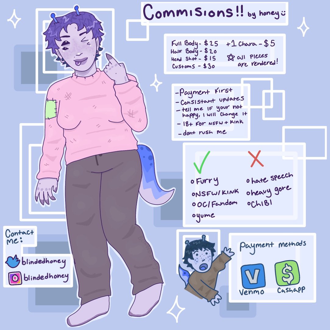 blindedhoney's tweet photo. I need a computer for college so im opening c•mms! 
-
Replies for refs https://t.co/oNnHMGq7YC