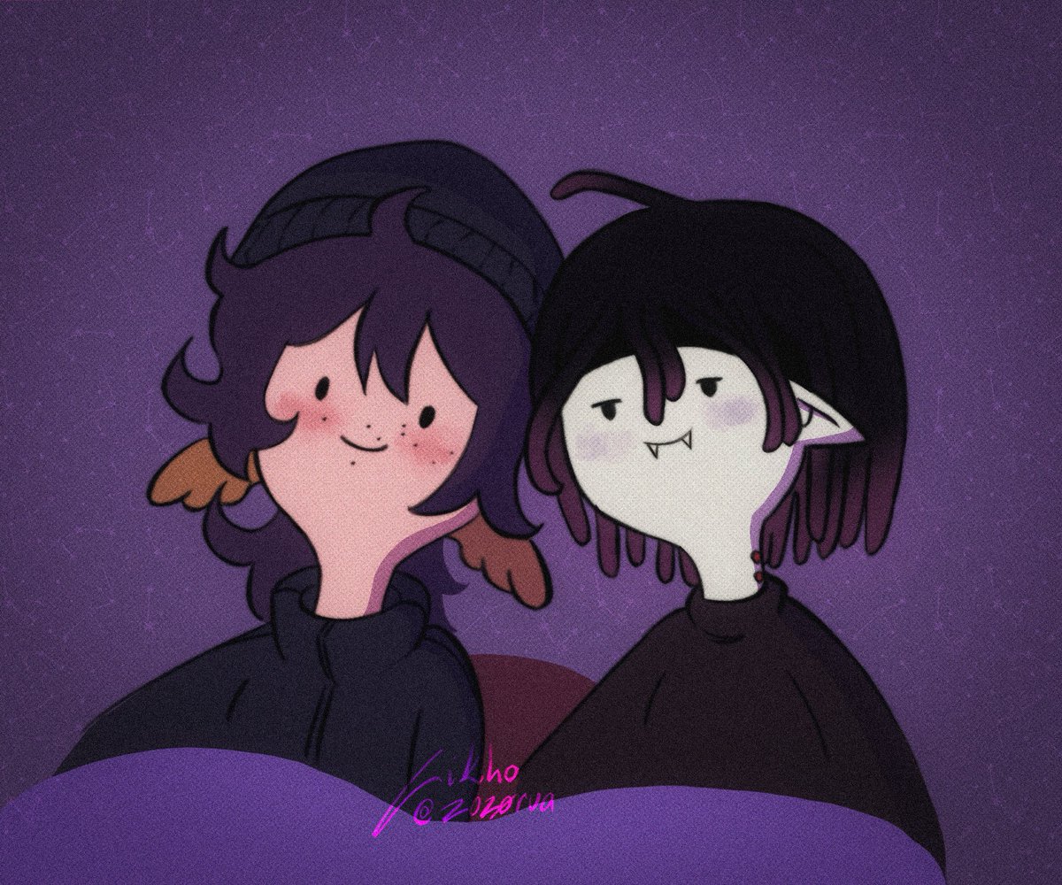 zoz0rua's tweet photo. i drew me and @dxVdZV naukosick matching pfps based on bubbline! yay 💜 https://t.co/2el9rl2GBQ