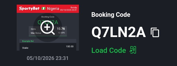 8ightpuntertips's tweet photo. Fall in guys... 
Let's invest 😀😃 on Sporty 

Try this out 👉Q7LN2A 
It's 10 odds 

Gamble responsibly 🔞18+ 

@Balls2ReignXX @Emilyly01 @WATIMAGBOHh @likeredtipz @MrBeeSZN10 @Publicbreiziir @Doubleupoddz @bettinghubgames https://t.co/EVXxHTyv46