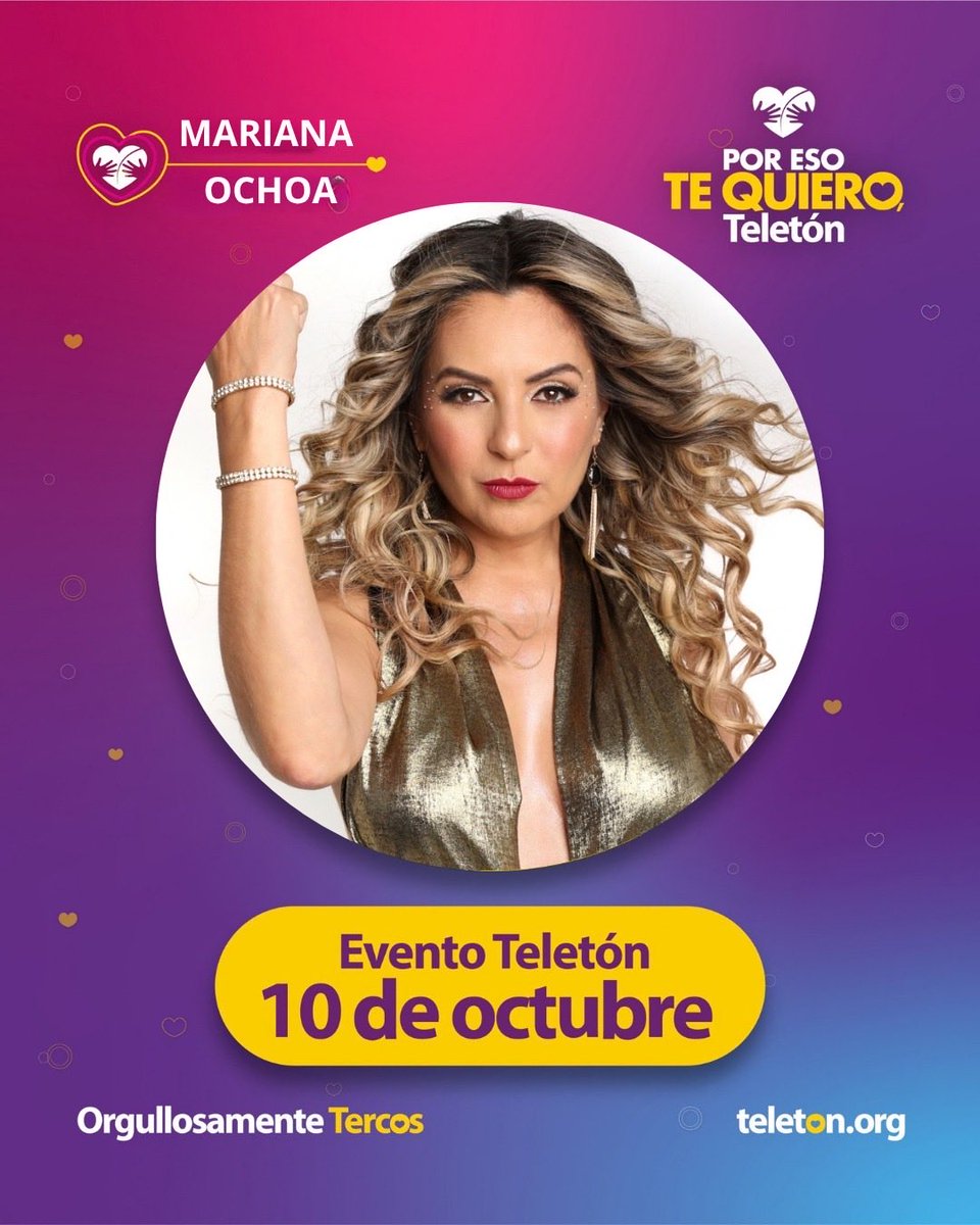 soymarianaochoa's tweet photo. Este 10 de octubre me uno con todo mi corazón al Teletón. 💛❤️Me emociona ser parte de esta causa que transforma vidas y nos recuerda que juntos podemos hacer la diferencia. 🫶✨

¡Por eso Te quiero, Teletón! 💜
#marianaochoa #teleton https://t.co/3akPVC8RSg