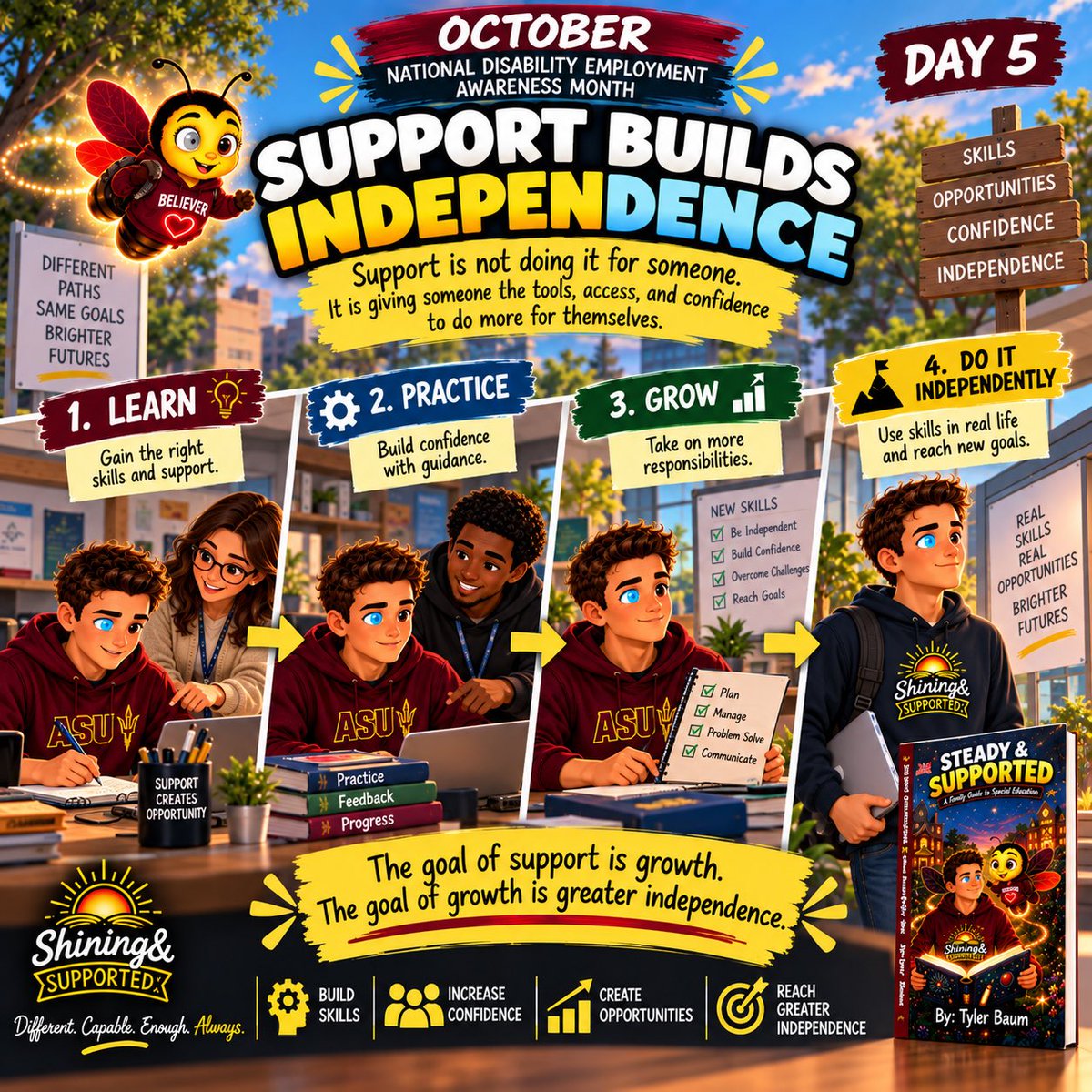 ShiningSupports's tweet photo. Day 5: Support Builds Independence

Support is not about doing everything for someone. It is about building the skills, confidence, and opportunities to do more independently.

Support growth. Build confidence. Create opportunity. 

#NDEAM #ShiningAndSupported #DisabilityInclusion