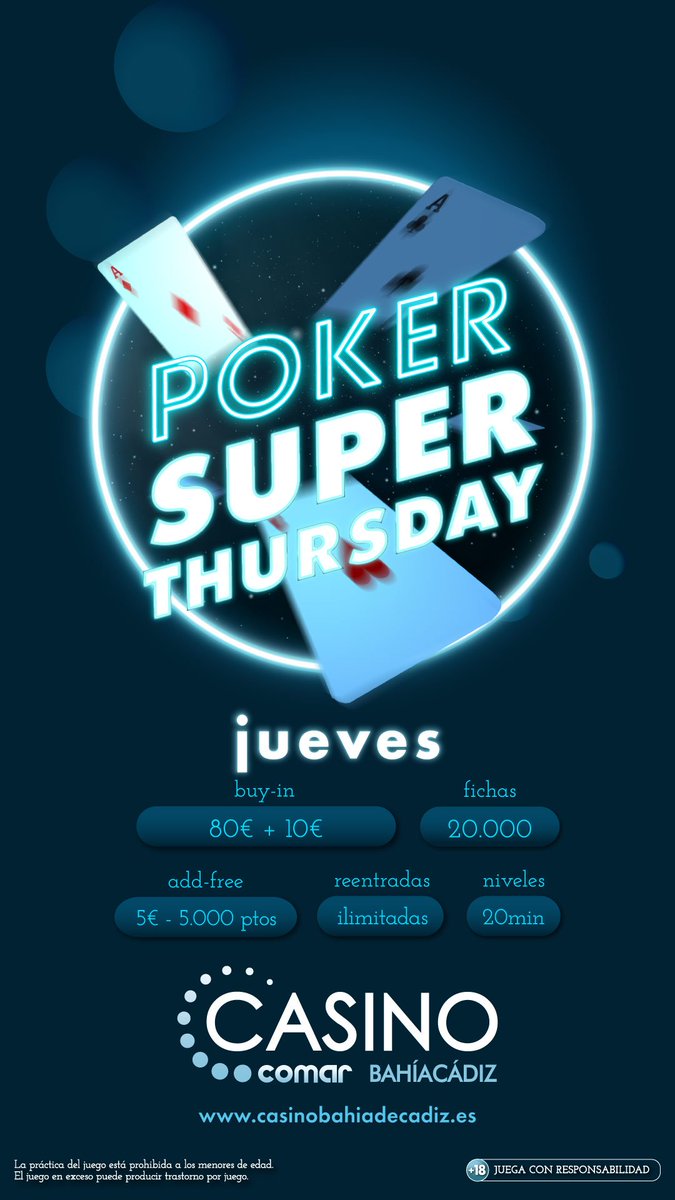 CasinoCadiz's tweet photo. Volvemos una semana más con nuestros torneos clásicos:
08/10 #SuperThursday
09/10 #TorneoBlackFriday
#casino #casinoscomar #torneodepoker https://t.co/0hn6Rb7Y0t