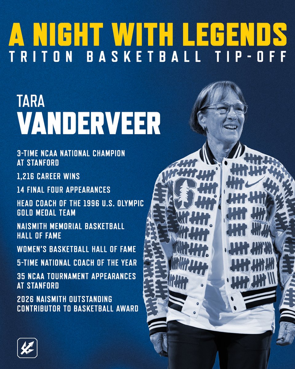 UCSDtritons's tweet photo. 1,216 wins. Three national championships. One legendary evening. 🏀
 
Hear from Tara VanDerveer alongside P.J. Carlesimo and Paul Westhead at A Night With Legends! Join us for food, cocktails and unforgettable basketball stories as we tip off the UC San Diego Basketball season.
 
📅 October 15 | 6 p.m.
📍 Lomas Santa Fe Country Club
🎟️ Reserve your spot at the link in our bio!
 
#GoTritons