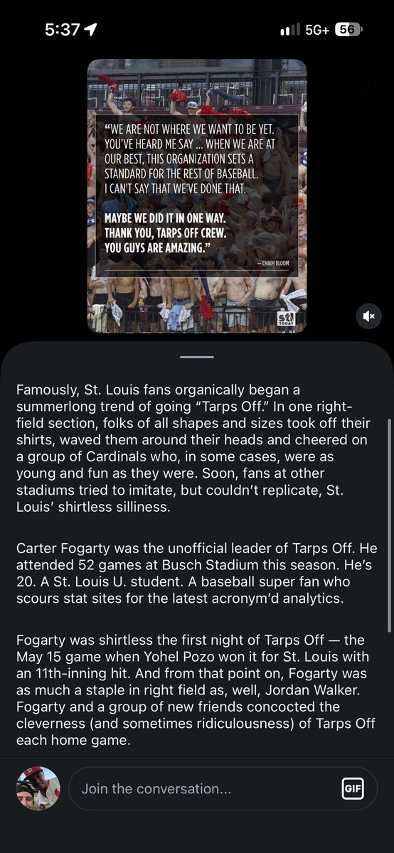 KeenMachine_'s tweet photo. Y’all gotta check out what my buddy @carterfogarty24 was able to take part of after the cardinals season concluded, 52 out of 81 home games for the red birds most of them in the tarps off section #tarpsoff #STLCards @RegionalTVCat @Cardinals https://t.co/0EXwltZTs1