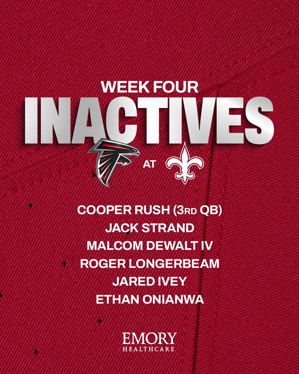 AtlantaFalcons's tweet photo. Full list of tonight's inactives

https://t.co/hF81luZJSc https://t.co/ytywwCStdZ