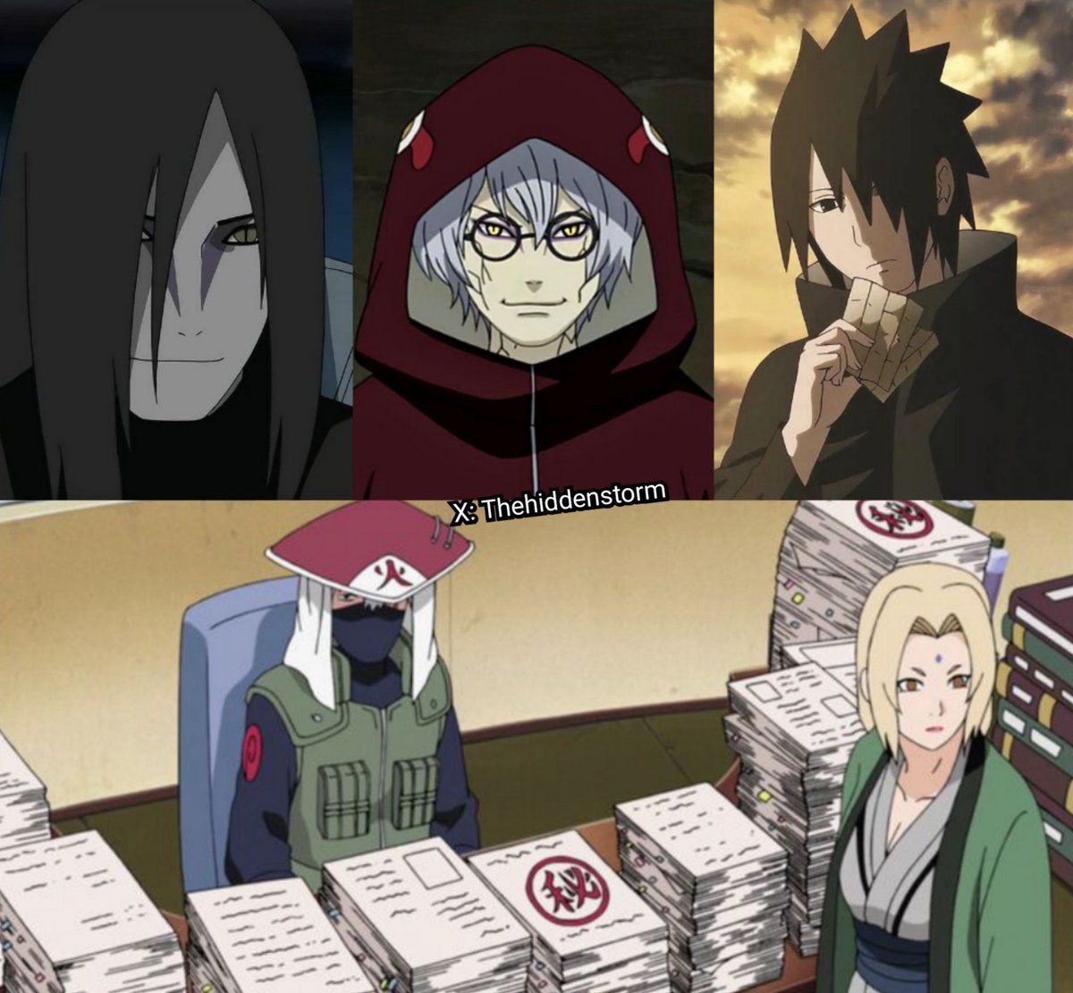 Thehiddenstorm0's tweet photo. What kind of punishment do you think these three deserve if the Leaf Village decides not to forgive them for their atrocities? https://t.co/bk7BZmOSbs