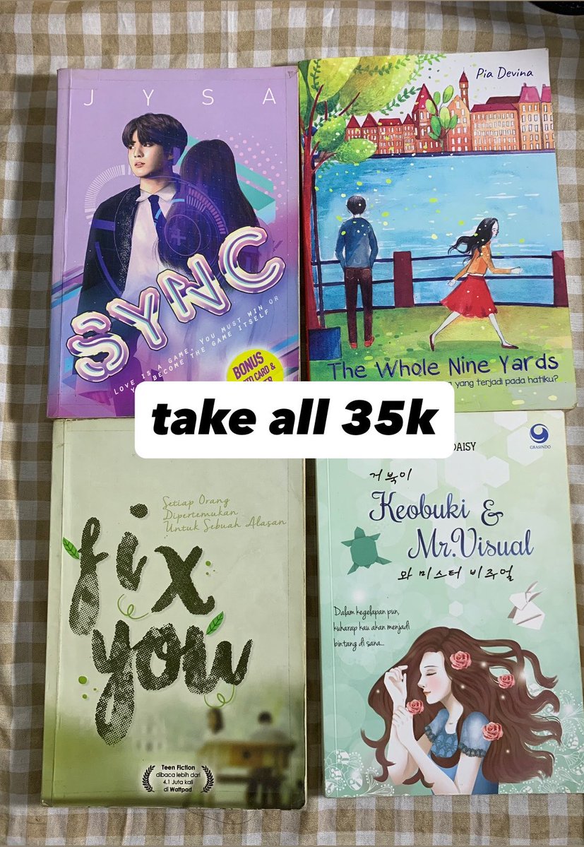hypercevaldunn's tweet photo. WTS preloved buku novel wattpad 📚

harga sudah bundle yaa. tiap bundle nanti dapet free buku kkpk/pink berry 🥳

all 35k 🙀 

chat dulu yeah buat liat condi biar kita sama2 enak dan deal 😆

only oyen 🍊dan wajib splitpay 🙏🏻 (30k tf, 5k oren + admin). Biaya admin only 2,5k 🥰 https://t.co/agE9KF4mMU