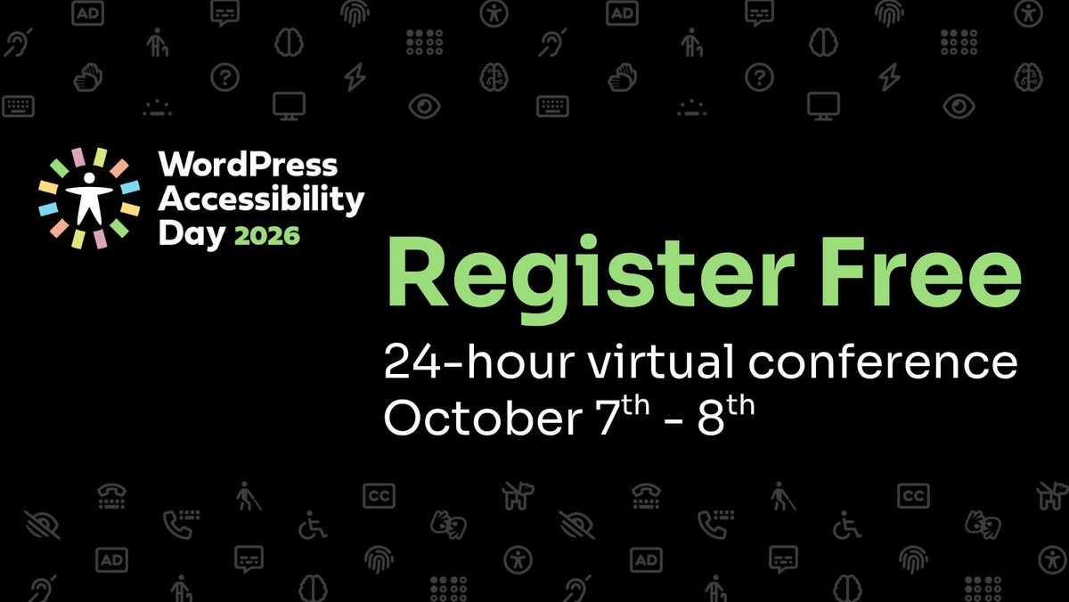 JoeSimpsonJr's tweet photo. MC JOE JR: I'm serving as an Emcee for #WPA11yDay, a free, virtual 24-hour conference on WordPress accessibility taking place October 7-8! 

Spend the day with us learning a11y with us! Get your free ticket at https://t.co/7IQL2Zc1Gz

#WPA11yDay #WPAD2026 #WordPress https://t.co/xYScAfMR8g
