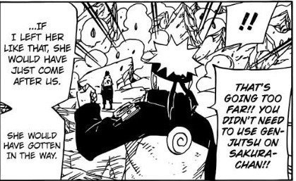 LiBay51499's tweet photo. The reason Sasuke placed her under a genjutsu was to prevent her from interfering in their time alone where they are reading each other heart ,not to protect her. And it was a murdering genjutsu 😂 Sakura is, quite simply, a third wheel in Team 7. https://t.co/ZFTS6Dixy4
