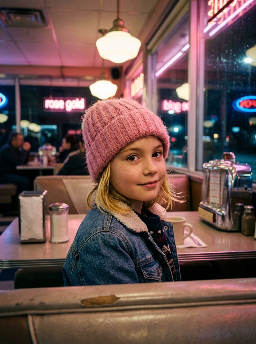 Neon Diner Girl Portrait