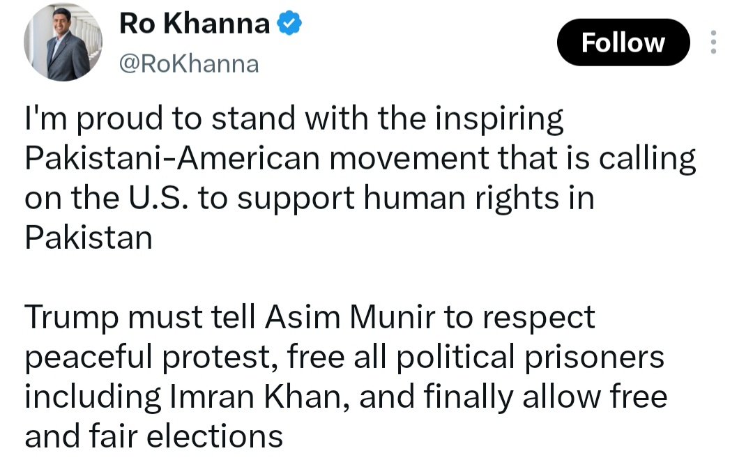 PAKPAC's tweet photo. Thank you Congressman @RoKhanna for your support for peaceful protests in Pakistan calling for the release of Imran Khan, political prisoners, and supporting freedom of assembly. 

We appreciate your support for human rights and democracy in Pakistan at this important time. You are a true friend of @PAKPAC and the Pakistani American community.

@HASCDemocrats @TLHumanRights