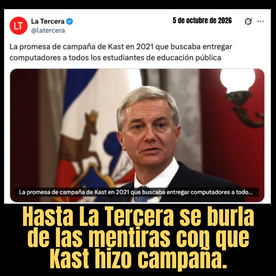 Radar_C_L's tweet photo. Hasta La Tercera se burla de las mentiras de Kast https://t.co/zXuq7GqRTT