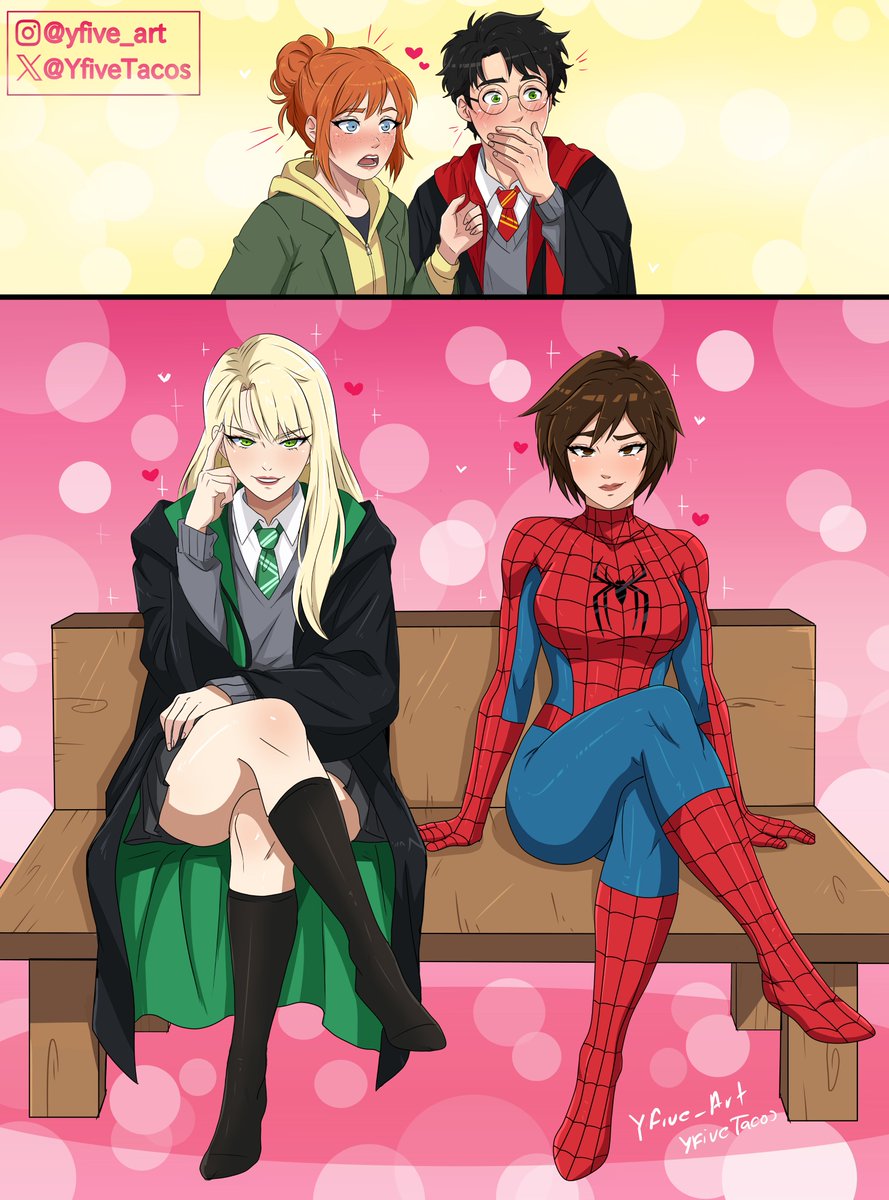 YfiveTacos's tweet photo. Malfoid y Petra Parker  
#malfoid #PetraParker #spidermanbrandnewday #HarryPotter https://t.co/kv4PVUGLUn