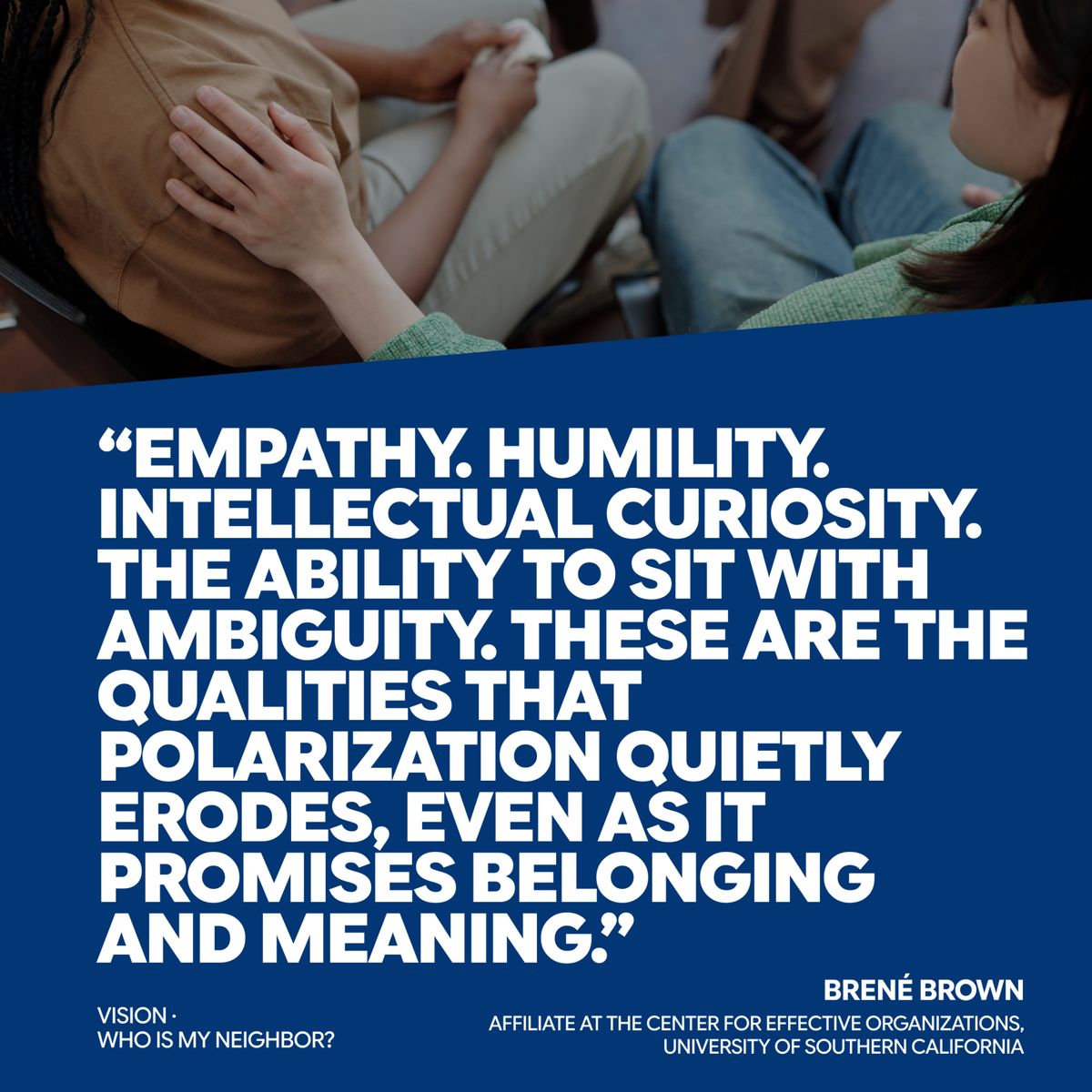 visionorg's tweet photo. Four qualities Soren Kaplan says polarization quietly erodes. 

Vision's latest piece on compassion and division, "Who Is My Neighbor?", is at https://t.co/pyPA4B7j6O.

https://t.co/tYyfRStx4U https://t.co/UFl8sbjBQB