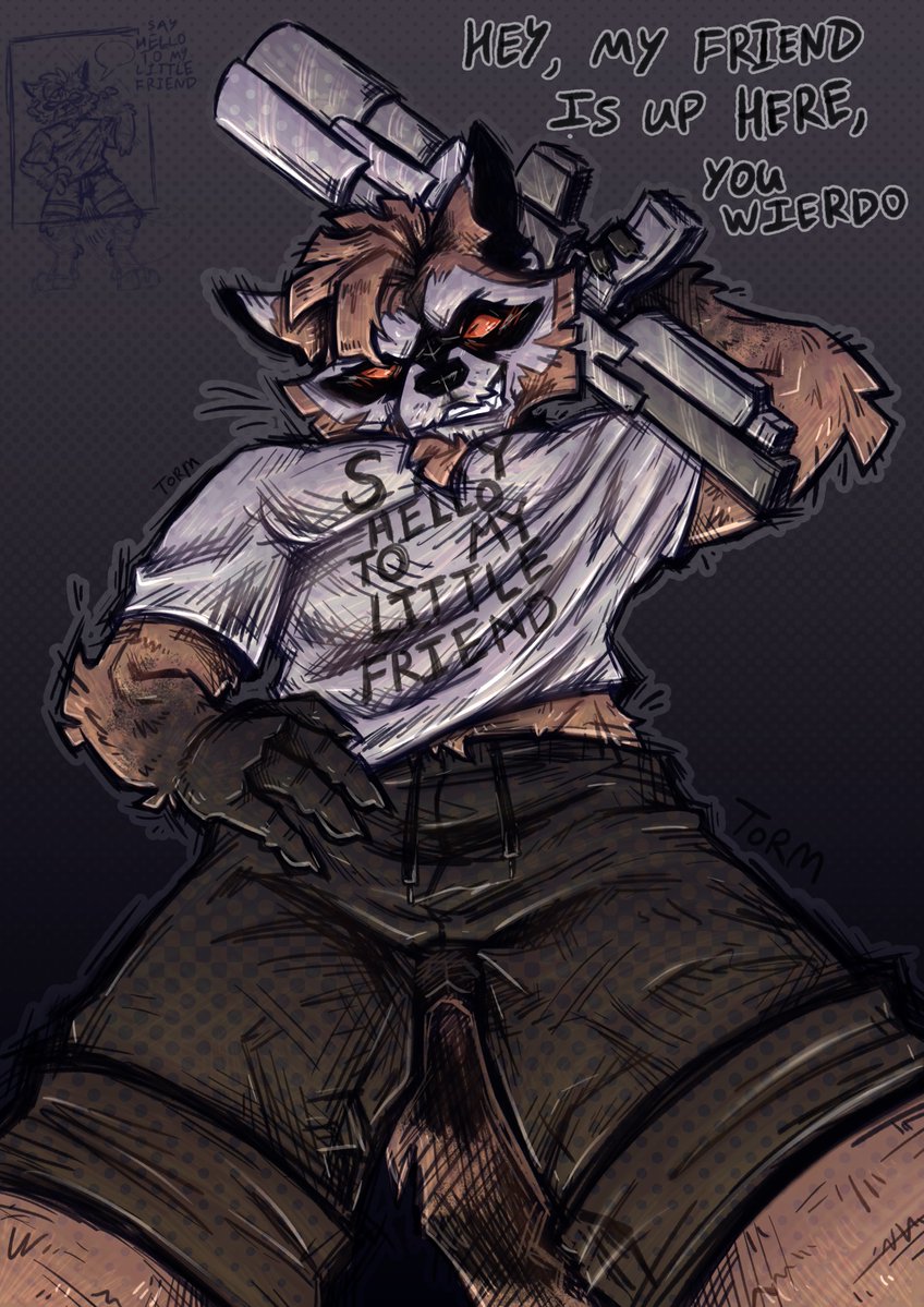 Tormilian's tweet photo. Found Rocket in this outfit on the internet and just had to draw it. And then my friend asked for NSFW version and I fumbled under zero pressure, lol https://t.co/lGVTklSkGZ