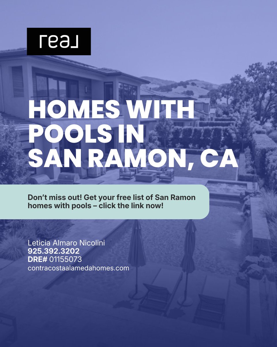 lnicolini2's tweet photo. 💧🏡 Looking for a San Ramon home with a pool? Get our FREE hotlist of homes with pools—perfect for relaxing, entertaining &amp; enjoying California sunshine! 🏊‍♀️☀️ https://t.co/ILBvo6iQ1t 📲 925-392-3202 #SanRamon #PoolHomes https://t.co/bv8kFPLIAe