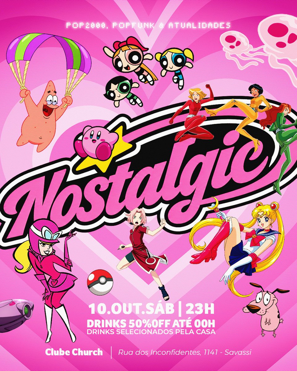CSavassi's tweet photo. NOSTALGIC
►Rodada dupla ATÉ 00H
*OS DRINKS DA RODADA DUPLA NÃO SEGUEM O CARDÁPIO
► Entrada OFF até 00h com ingresso retirado pelo Sympla INGRESSO NOMINAL E INTRANSFERÍVEL
► Entrada garantida comprando antecipadamente pelo Sympla
► PORTARIA sob consulta
https://t.co/GN9fcikHtD https://t.co/2bJfVLZd7a