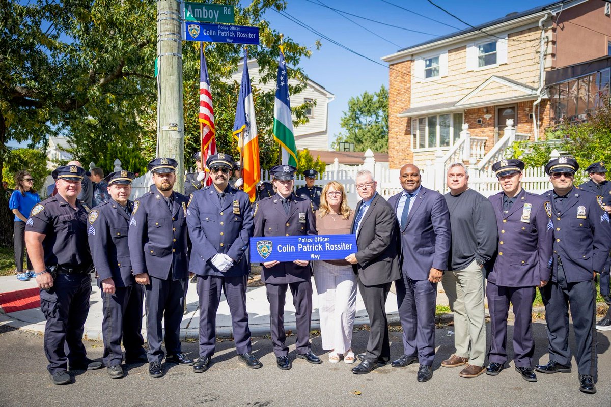sbanypd's tweet photo. This past week was about remembering the lives behind the uniform and standing with the families who continue to carry their loss.

At the 4th Annual New York Blue R.O.S.E. Suicide Mass, members of the NYPD came together with families to honor officers lost to suicide — remembering them for how they lived, not how they died.

That same spirit of remembrance continued on Staten Island, where Police Officer Colin Patrick Rossiter was honored with the co-naming of Police Officer Colin Patrick Rossiter Way. Colin’s father, retired NYPD Sergeant Keith Rossiter, joined family, friends and members of the Department in keeping his memory and legacy alive.

To every family affected by these losses, you remain part of our police family and you are not forgotten.