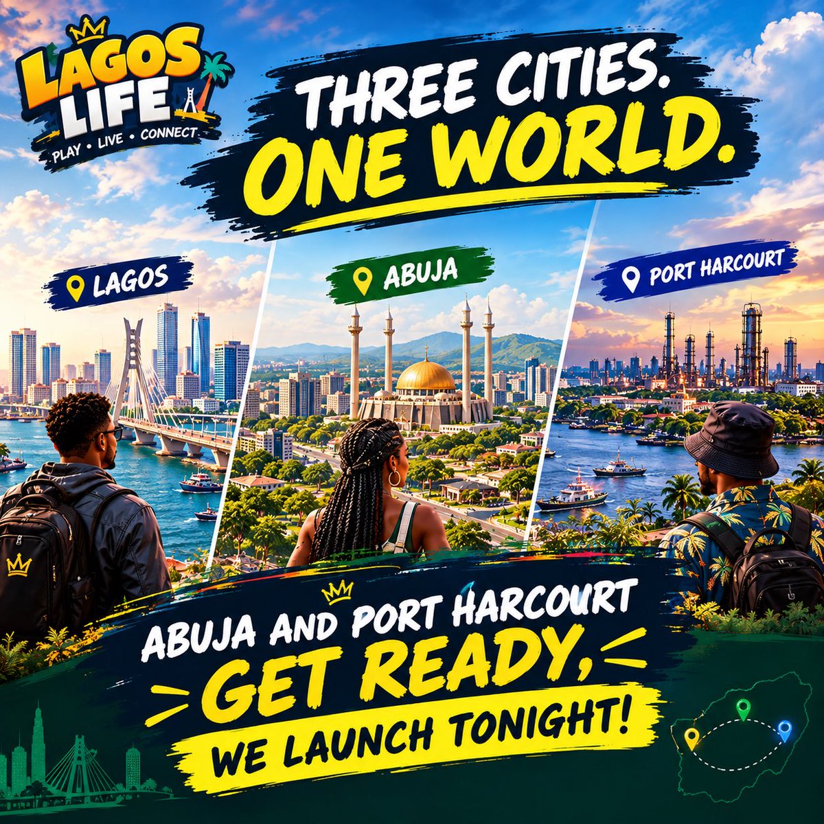 LagosLifeApp's tweet photo. We're opening the doors to Abuja and Port Harcourt in Lagos Life. 👀🔥

New cities. New places to explore. New people to meet. New opportunities to chase.

Lagos was just the beginning. 🌆 https://t.co/NwbAfv0QTN