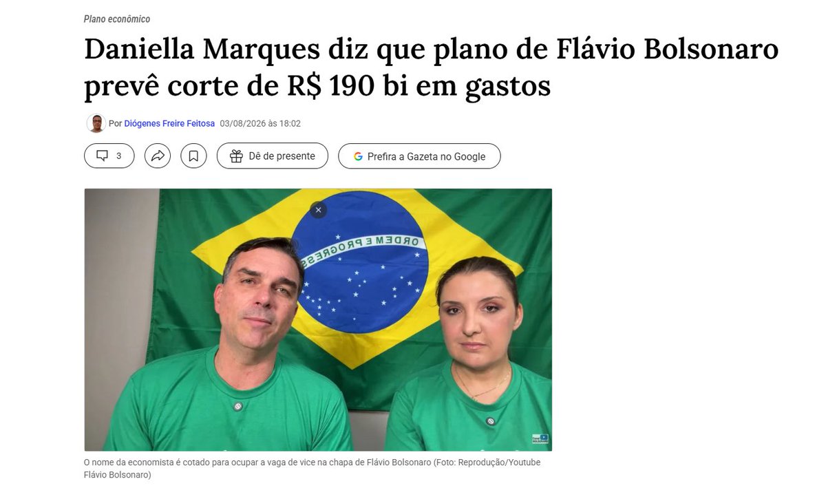 AnaliseGeopol's tweet photo. 🇧🇷 Equipe econômica de Flávio Bolsonaro prevê cortar R$ 190 bilhões do orçamento federal caso vença, apostando em 6 meses de ajuste fiscal para supostamente transformar o Brasil em uma potência neoliberal. Os cortes se concentram em serviços e investimentos públicos. https://t.co/OIygpDT4jI