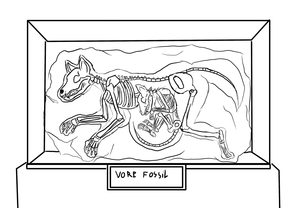 NyxVora's tweet photo. CW #vore #voreart
Have the oldest form of vore ever discovered >:3
Day 5 : Fossil
#voretober #voretober2026 https://t.co/jbCAn0x4K0