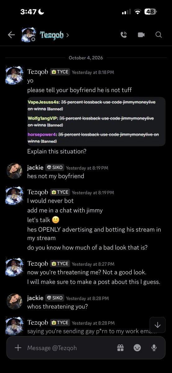 jackiiiexo's tweet photo. @JimmyMoneyLive It’s not fake. Here’s a timestamp when I took it last night. Now you deleted part of the convo. https://t.co/4jQlKRZgZn