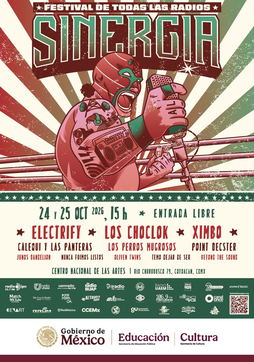 cenartmx's tweet photo. ¡𝙎𝙄𝙉𝙀𝙍𝙂𝙄𝘼 llega con todo al Cenart! Este año, el Festival de todas las radios nos trae un cartelazo con bandas que amplían nuestros horizontes sonoros. ¿A quién quieres escuchar en vivo? https://t.co/j4a8MAPQrE