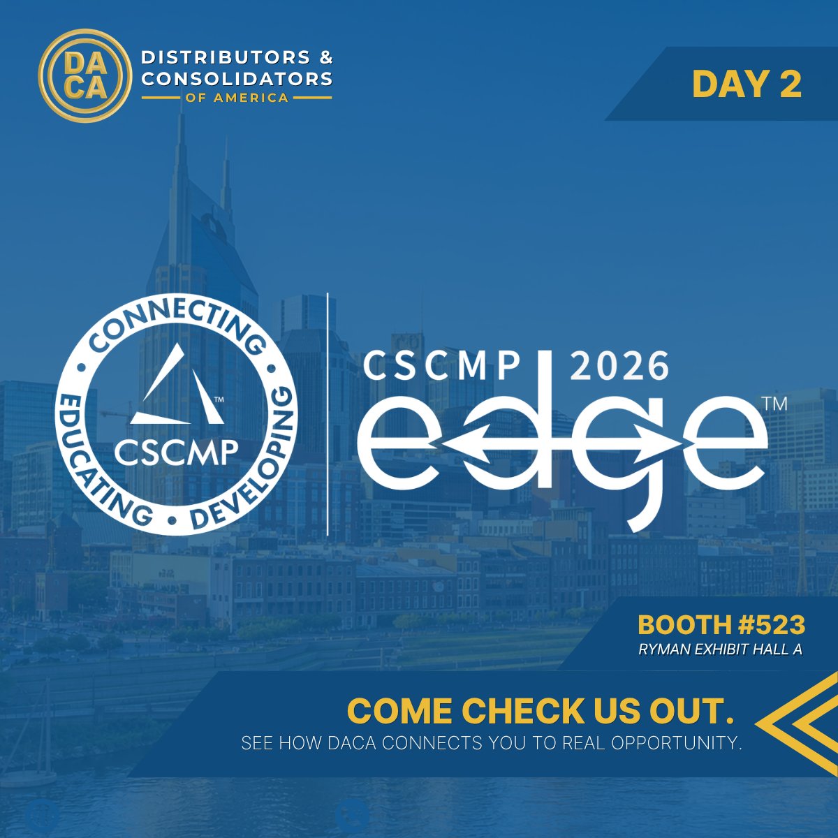 dacacarriers's tweet photo. Great to see DACA members coming together at CSCMP EDGE 2026!
If you’re at EDGE, come by and meet some of the companies behind DACA!
@CSCMPEDGE
#CSCMPEDGE #EDGE2026 #DACA #SupplyChain #Logistics #Transportation #Warehousing #Networking https://t.co/6IRInYxiOX