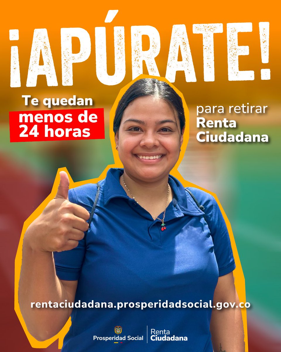 ProsperidadCol's tweet photo. 🔥 ¡APÚRATE! El tiempo se acaba.

⏰ Te quedan menos de 24 horas para retirar tu transferencia de #RentaCiudadana y #DevoluciónIVA. 

Si eres beneficiario y tienes un giro pendiente, es momento de retirarlo.

Ubica tu punto autorizado y hazlo.

👉 Entra a: https://t.co/lZiN8YNjqv

¡Apúrate! Tu transferencia te espera.