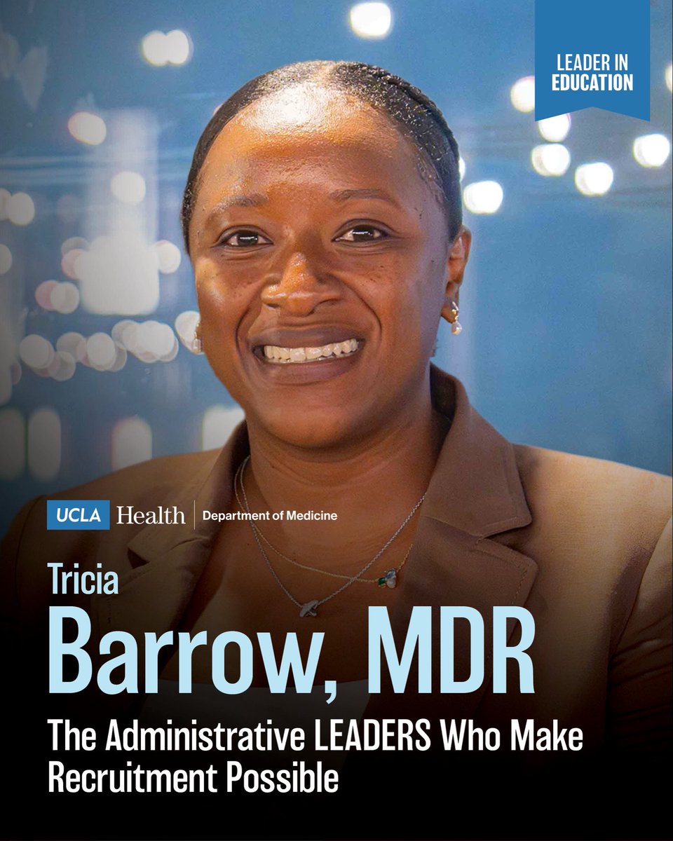 DOM_UCLA's tweet photo. We're shining the spotlight on Tricia Barrow, whose thoughtful planning, organization and communication help make residency recruitment season a success!

Learn how she helps applicants feel welcomed and supported throughout the recruitment process here: https://t.co/TnZIvMtJCA https://t.co/mgpLuIZnyS