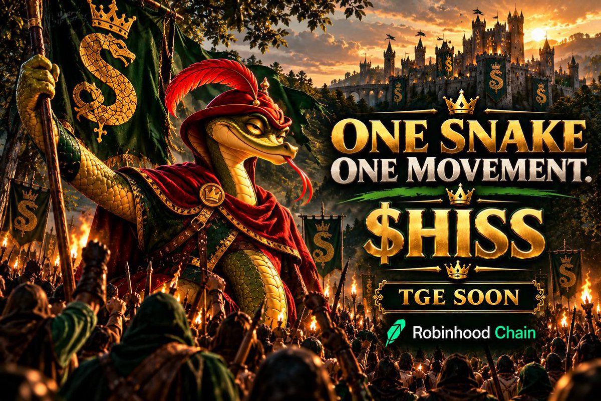 HISSRH's tweet photo. 🐍 ONE SNAKE. ONE MOVEMENT.

Sherwood is gathering. 🏹🔥

No king.
No permission.
No kneeling before the Crown.

Just THE OUTLAWS building behind $HISS.

🔥 TGE — 07 OCTOBER
💚 Robinhood Chain

The snake is coming. 🐍

👑 NO CROWN.
⚔️ NO MASTER.
🐍 JUST $HISS.

🌐 https://t.co/NTIvnUvtJA

#HISS #SirHiss #TheOutlaws #RobinhoodChain