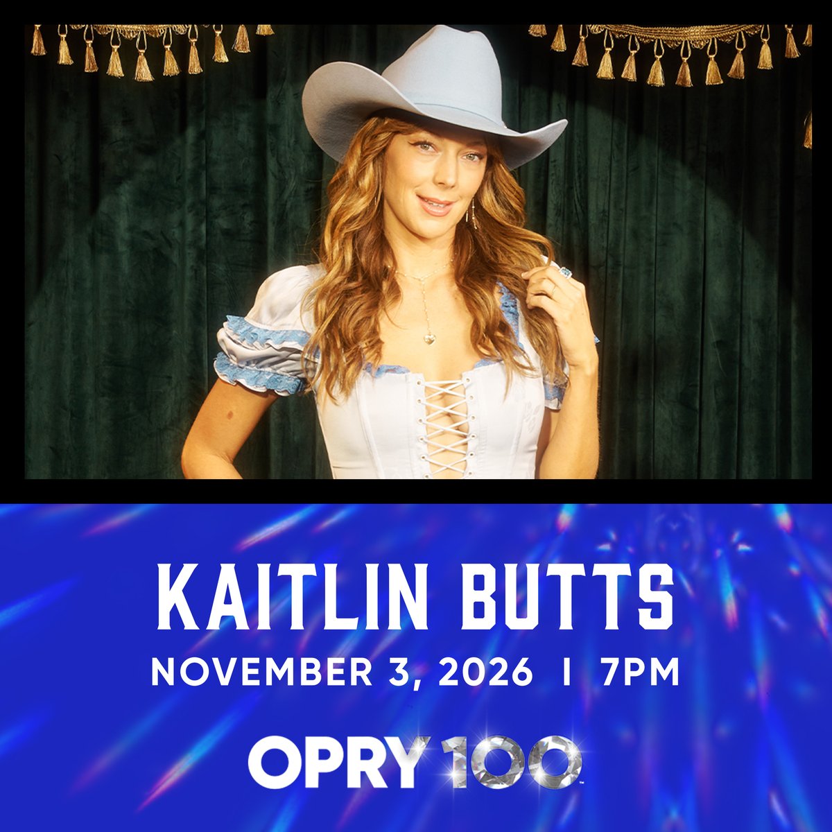 opry's tweet photo. The Honky Tonk queen herself, @KaitlinButts will be returning to the Opry stage November 3rd to celebrate her new album, Hello, Honky Tonk! Join her in the Circle Room, after her performance for an intimate setting to hear about the new album and meet her! 

To celebrate her new record, coming October 30th, we're excited to announce for the Circle, that track 3 on Hello Honky Tonk is called "The Bartender".