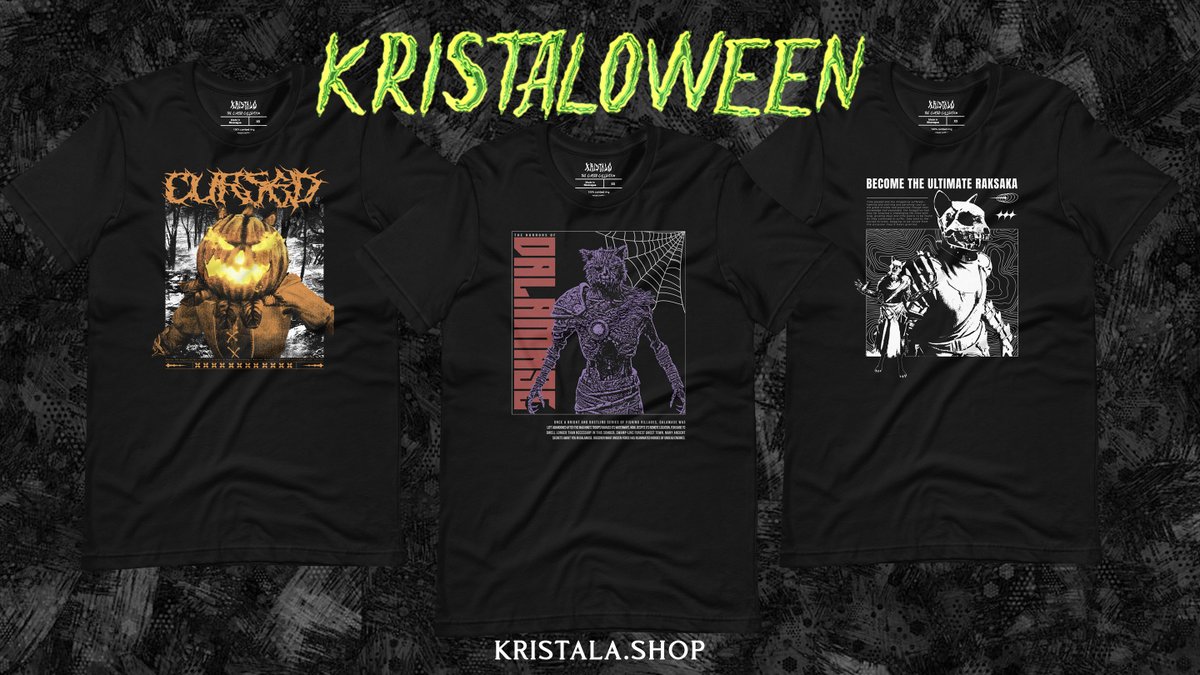 ACS_Games's tweet photo. Our Kristaloween collection is BACK! Get into the holiday spirit with shirts, bags, stickers and more at https://t.co/oUzqKLA8WV https://t.co/QwklFuvPLB