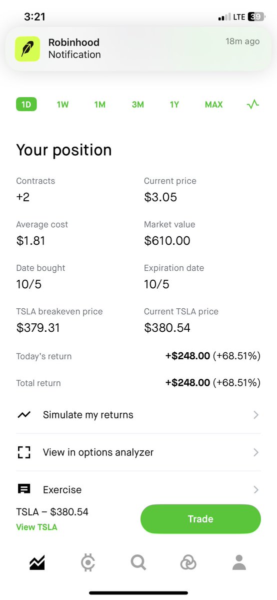Mr1life06's tweet photo. Got busy today 🤑🤑🤑📈📊#tsla #stocks https://t.co/KBp27fkWb0