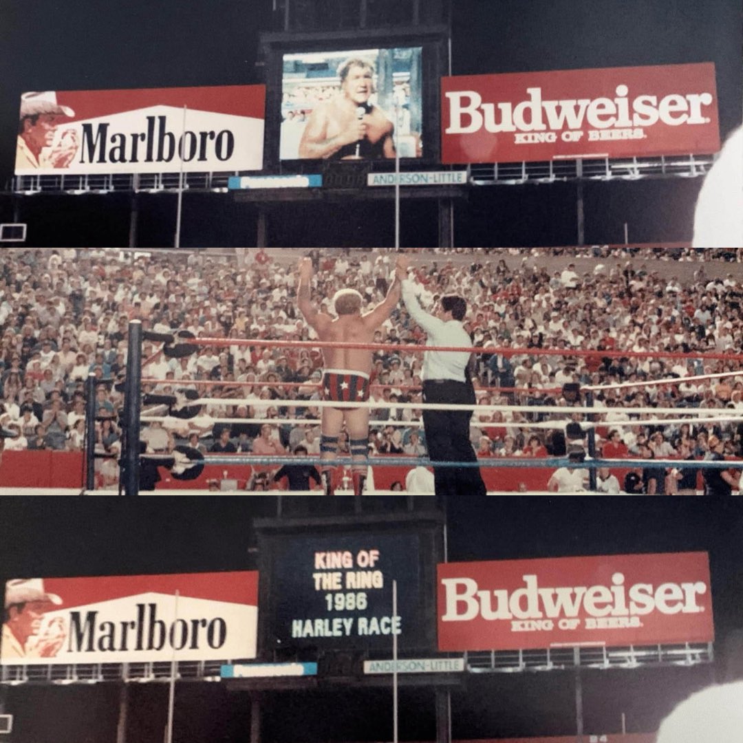 BookProWrestler's tweet photo. July 14, 1986. Race had just defeated Pedro Morales to win the WWF King of the Ring.

That scoreboard soon changed to:

KING OF THE RING
1986
HARLEY RACE

And just like that, “King” Harley Race was born.

📸 New England Pro Wrestling Classics https://t.co/EiY2mF2oe5