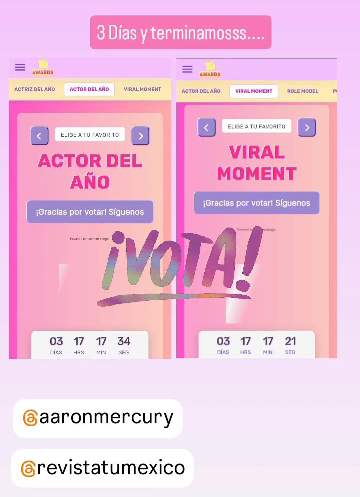 Claudiiiiaaa04's tweet photo. 3 Dias y terminamosssss.. 
#TuAwards #AaronMercury #Mercurials https://t.co/YzvtvXYTFU