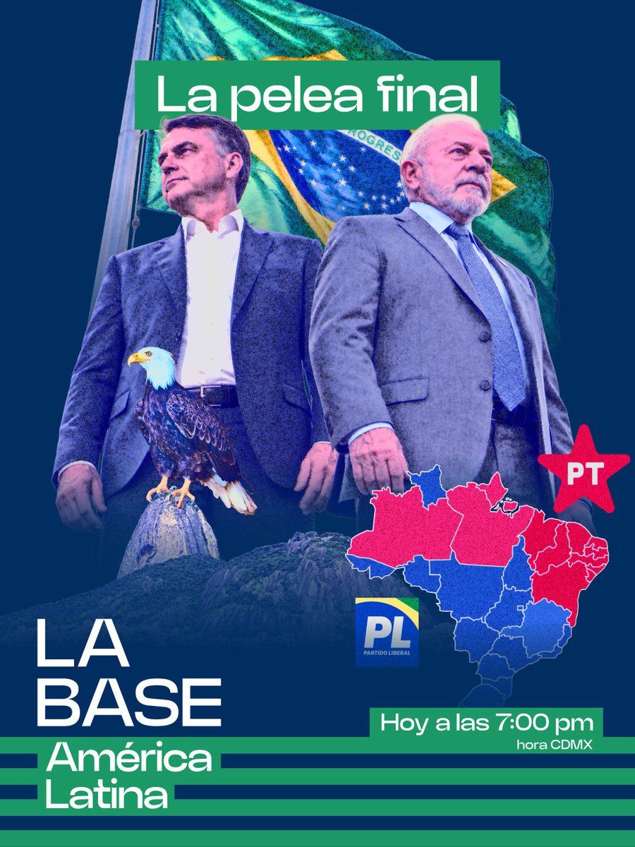 LaBaseAmLat's tweet photo. 🇧🇷 BRASIL: ¿CÓMO LLEGÓ LULA AL BALOTAJE CONTRA EL BOLSONARISMO? | #LaBaseAmLat

Flávio Bolsonaro quedó primero en la primera vuelta con el 47,03% frente al 45,16% de Lula. Pero el dato va mucho más allá de la presidencial: la familia Bolsonaro avanzó en el Congreso, el Partido Liberal consiguió una bancada histórica y antiguos protagonistas de la persecución judicial contra Lula también ganaron.

Mientras tanto, Brasil llega al balotaje con crecimiento, desempleo en mínimos, inflación moderada y recuperación de políticas sociales. Entonces, ¿cómo es posible que Lula esté a tres semanas de perder frente al bolsonarismo?

📅 No te lo pierdas HOY | 7:00 pm (CDMX)

📺 En vivo por YouTube | https://t.co/rW8POTpdkS

#Brasil #Lula #LaBaseAmLat