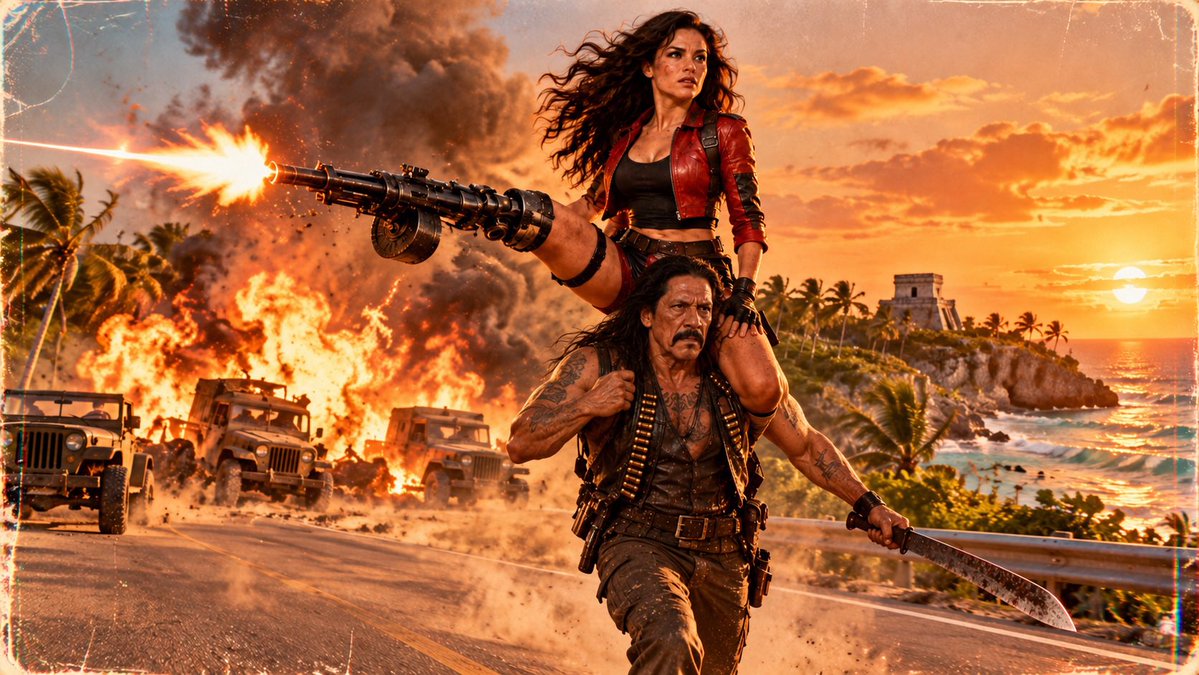 hansgruberhitit's tweet photo. Machete carries Cherry like a human turret through an infected convoy. Tulum J.T. won't explain why his brisket tastes like Texas. And Earl opens an old El Paso file for the first time in years.
Best in Texas. Even in Mexico.
#GrindhouseVerse #PlanetTerror #Machete https://t.co/g7JngKM0ks