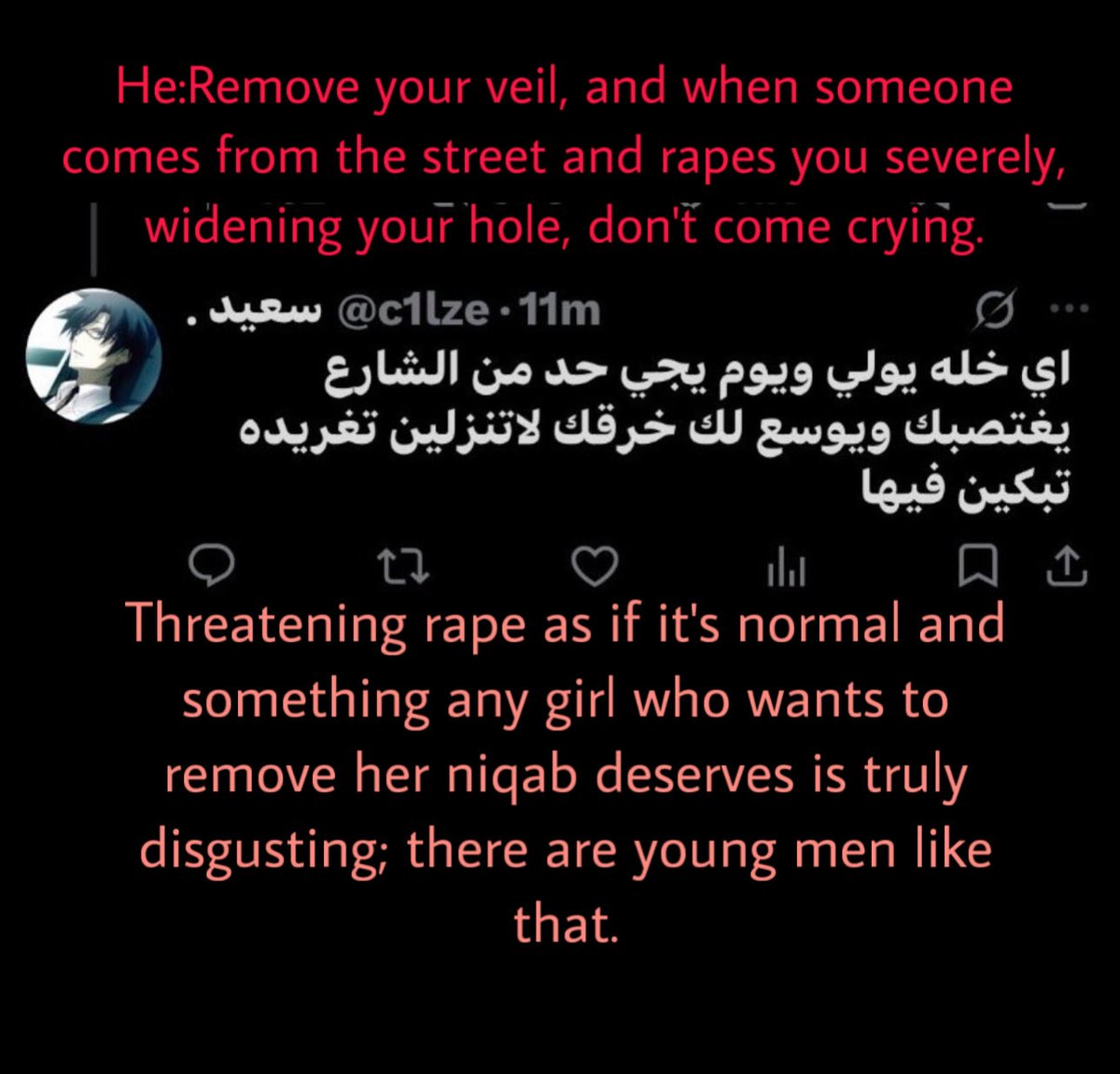 cillvx1's tweet photo. هذه التغريدة تكشف فئة خطيرة بيننا، وللأسف ما زالت بعض النساء يواجهن التهديد والإهانة لمجرد اختلافهن في الرأي أو 
اختياراتهن،نحن لا نطلب سوى الأمان والكرامة وحقنا في الاختيار دون خوف أو قمع

انشروا قضيتنا، ودعوا أصوات النساء السعوديات تُسمع #٢٠٣٠_بلا_نقاب5
#بلا_نقاب_٢٠٣٠ https://t.co/yyPGTgLtgK