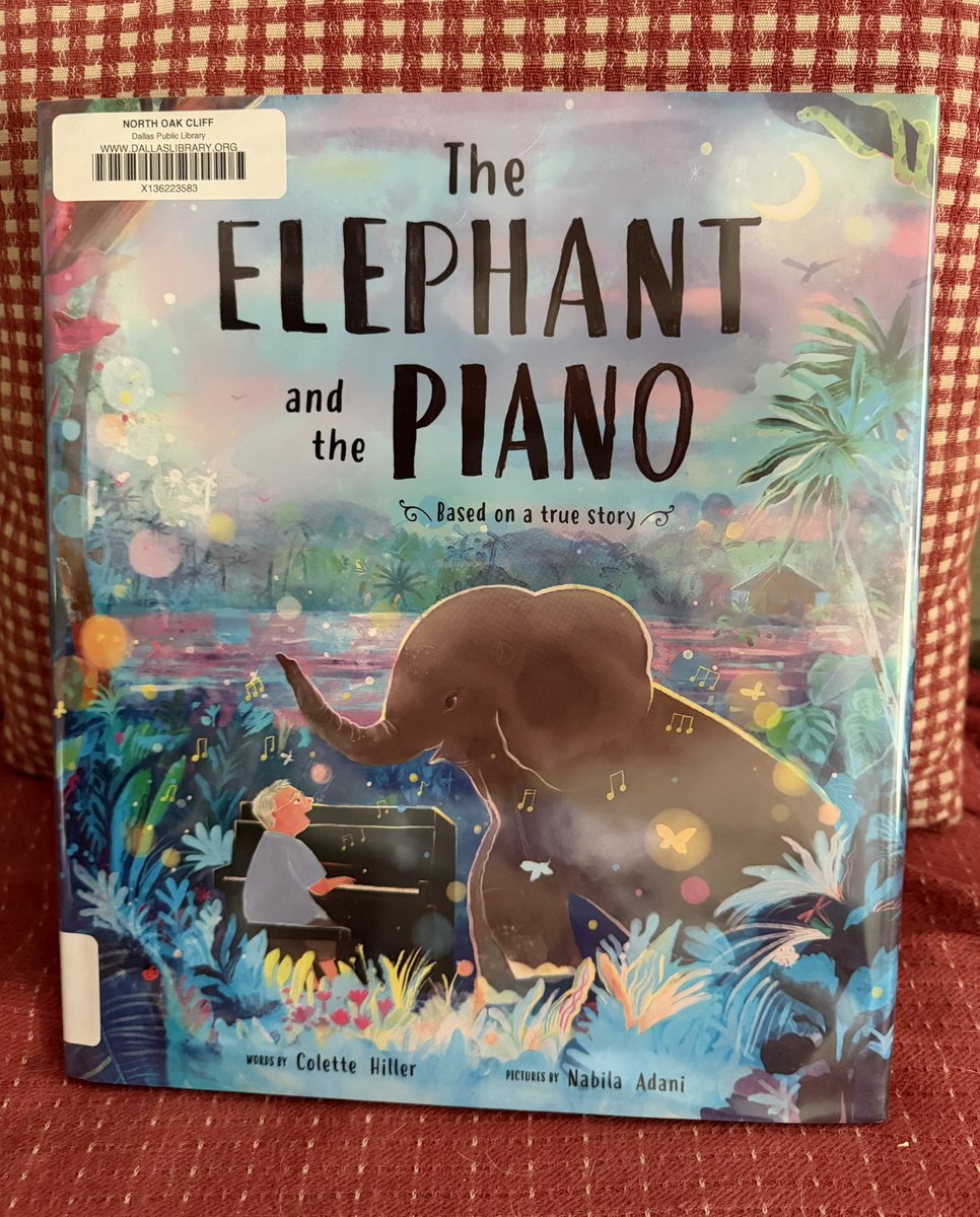 BetheBooks's tweet photo. A lonely, unpredictable bull elephant is calmed and engaged while hearing Paul play piano music. Example of music calming the savage beast. Based on actual events in Thailand. Lovely &amp; lush illustrations, soft watercolor feeling. @SourcebooksKids @DISD_Libraries #bookaday https://t.co/riQu76JIfl