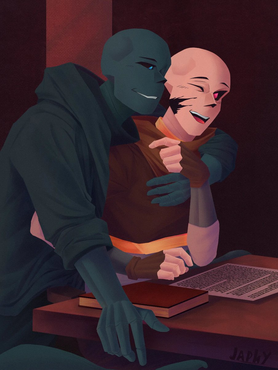 Japhy05's tweet photo. Nightmare is distracting Ink from work again

#undertaleAU #undertale #dreamtale #utmv #sans #sansau #inksans #nightmaresans #inkmare #nightink #digitalart #art https://t.co/wMpRbQhyV4
