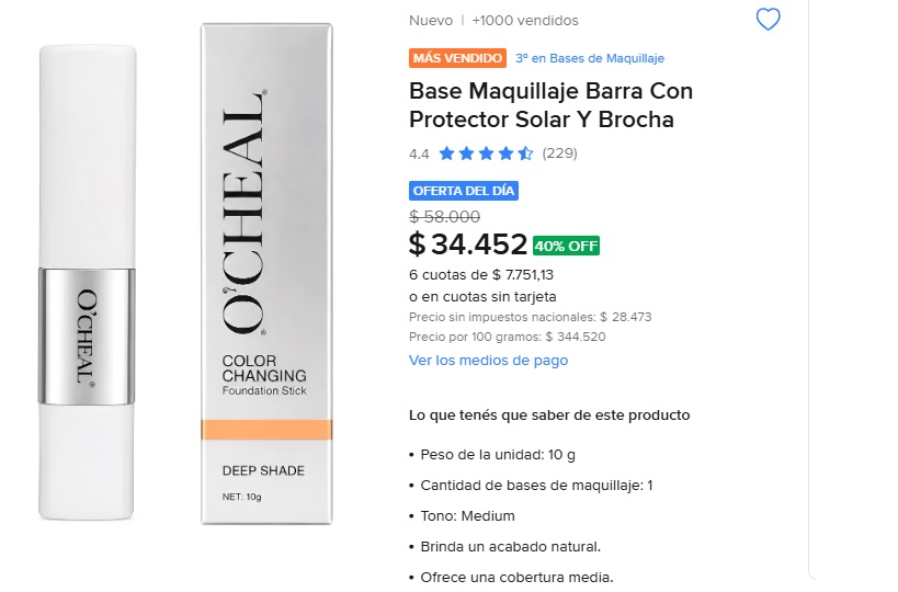 Myoferts's tweet photo. Con la Base en Barra O'CHEAL logras un rostro perfecto en un minuto. Es base de acabado natural, protector solar y brocha, todo en un solo producto. 🌟 Ideal para llevar en el bolso.
¡Hoy con 40% de DESCUENTO! 🛒👇

#ofertadeldia https://t.co/LqHw6OKcfP