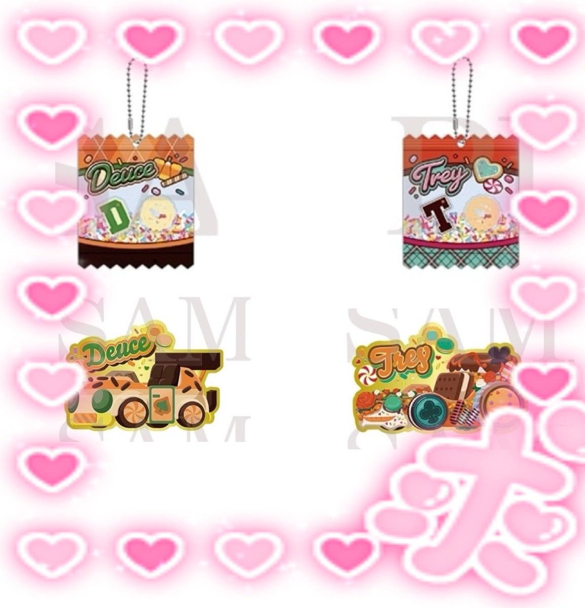 Shioringo_HERTS's tweet photo. 【買取】 ツイステ ハロウィン シャカシャカチャーム ピンズ シュガーレース シュガレ

譲）定価+送料

求） トレイ、デュース

難しいとは思いますが、セットでお譲りしていただける方おりましたらよろしくお願いします。
過去ツイとの差額精算あり異種交換も可能です https://t.co/0AWU7dRvLH
