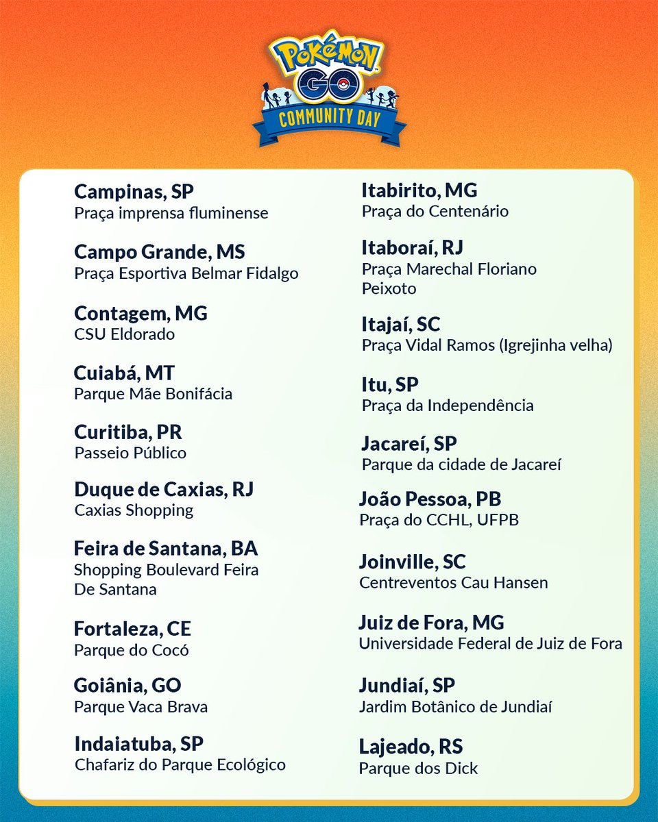 PokemonGOptBR's tweet photo. Treinadoras e Treinadores, participem dos encontros do Dia Comunitário de outubro com Zorua!

Aproveitem Poképaradas e Ginásios adicionais, além de atividades especiais organizadas pelos Embaixadores de Comunidades em mais de 100 cidades de todo o Brasil!

Nos vemos lá fora! https://t.co/Ei9BAT8wvK