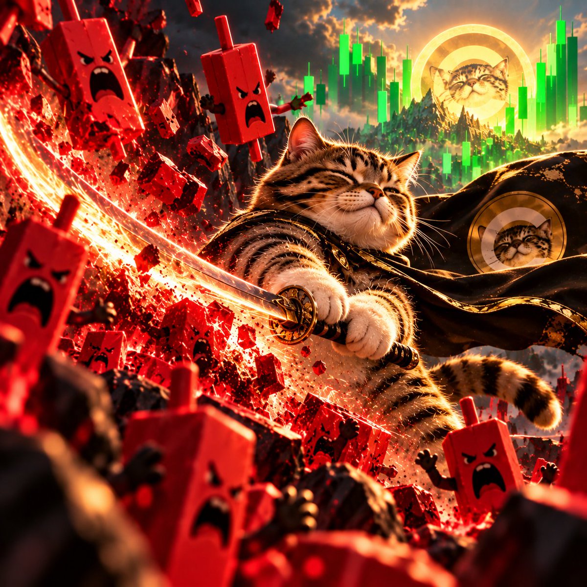 Harumar__'s tweet photo. Every red candle will be cut down. ⚔️🔴
The cat will protect our green future. 🐈🟢
solana:Ai66LHZG9MCzg1WKdawwqduVAXpNDUuV8M3uyq5ppump https://t.co/NUTVCHBTIj