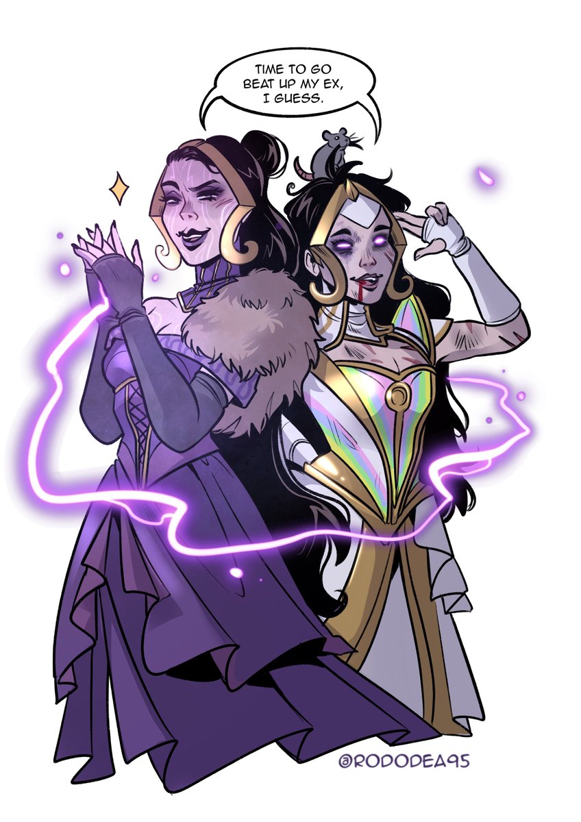rododea95's tweet photo. "Tam watches Liliana shake this emotion off, as if removing an uncomfortable sweater, and with saccharine sarcasm, the two Lilianas snark as one."

"Time to go beat up my ex, I guess."

💅💅💅
#magicthegathering
#mtg
#mtgfra
#mtgfracture https://t.co/4OmN6aBxZF