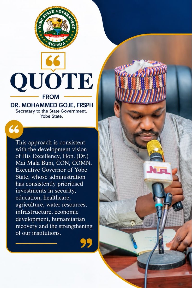 DrGojeM's tweet photo. Today, I declare the 2027 Budget Bilateral Discussions open. May Almighty Allah guide our deliberations and continue to bless Yobe State and the Federal Republic of Nigeria.

Below are some excerpts from my speech: https://t.co/q8EvIIHPnK