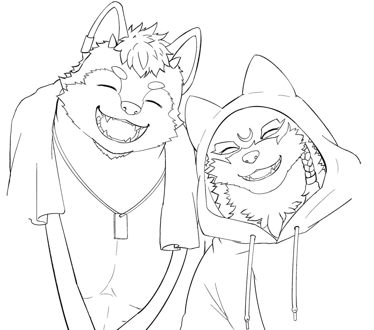 HiiroKenzo000vt's tweet photo. ウィンドウ２つ開いて朝雑談配信視聴しながら、裏で描いとりました…
朝コラボみたいな〜🙄
そのうち完成させます😅
弓影フレディさん（@YumikageFreddy ）&amp;吾真神ヨシさん（@amagamiyoshi ）
寝てないテンションで結構描けたw #燈色絵練習帳 https://t.co/TYSDt8BA4F