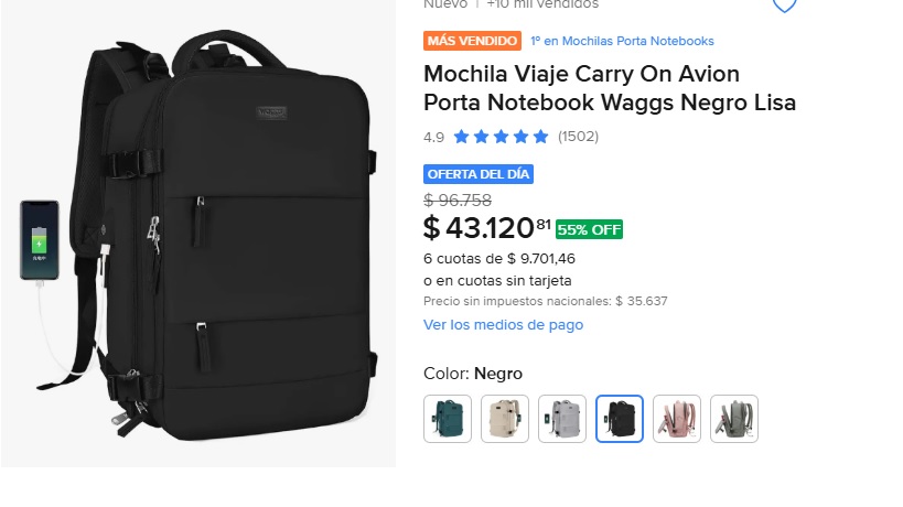 Myoferts's tweet photo. La Mochila de Viaje Carry On Waggs tiene las medidas exactas para la cabina del avión. Espacio inteligente para ropa, porta notebook reforzado y puerto de carga USB. 🎒💻
🔥 ¡Hoy con 55% de DESCUENTO! https://t.co/UseLJ3fKmU