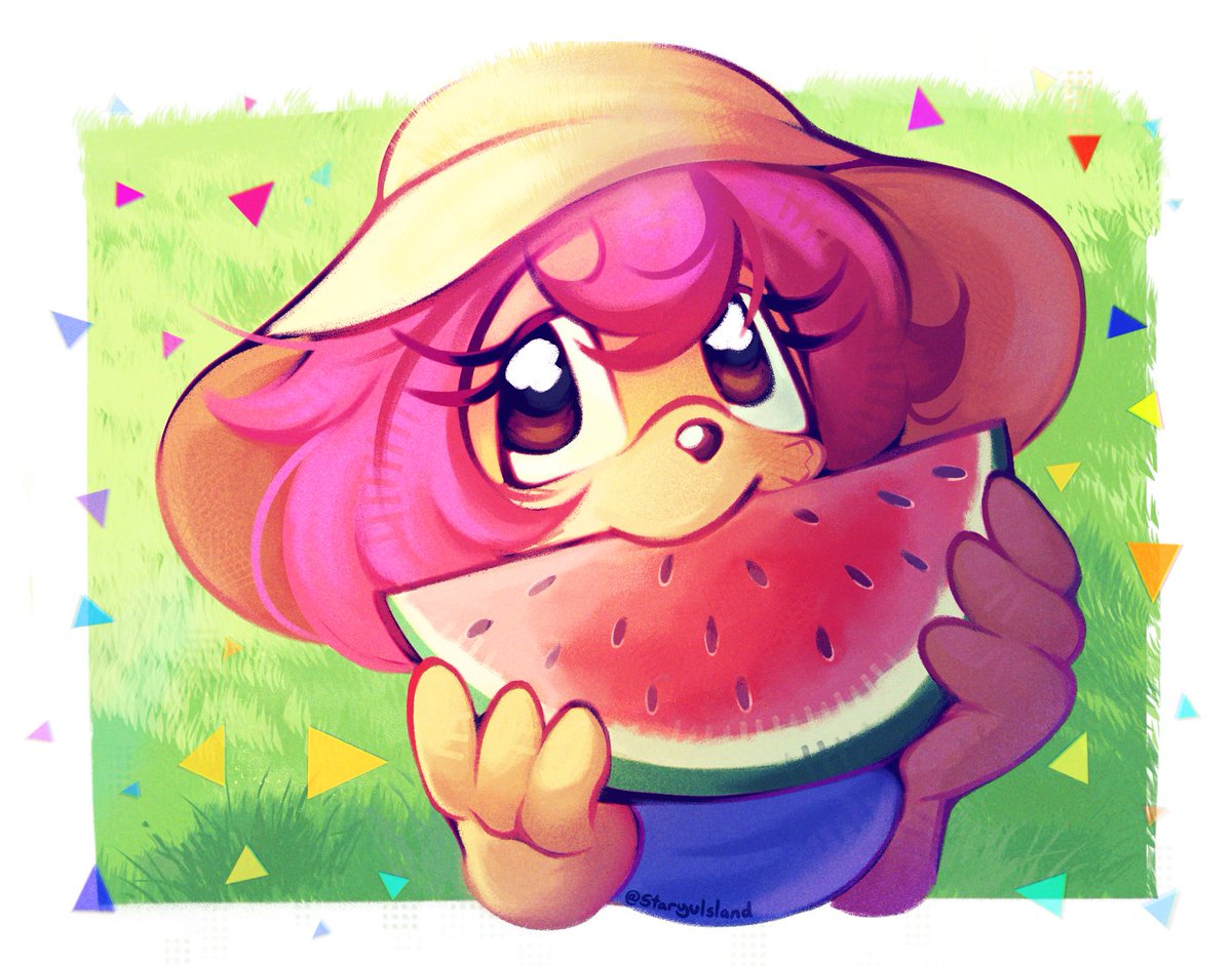 staryuisland's tweet photo. ☀️🍉🌱
Art Trade with @JameArtz03 
#oc #procreate https://t.co/z1NbL7o94j